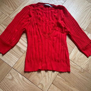 Zara bright red vneck sweater ribbed size small